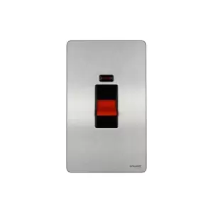 Image of Schneider USFP 50A 2G Switched & Neon Black Insert Stainless Steel - GU4421BSS