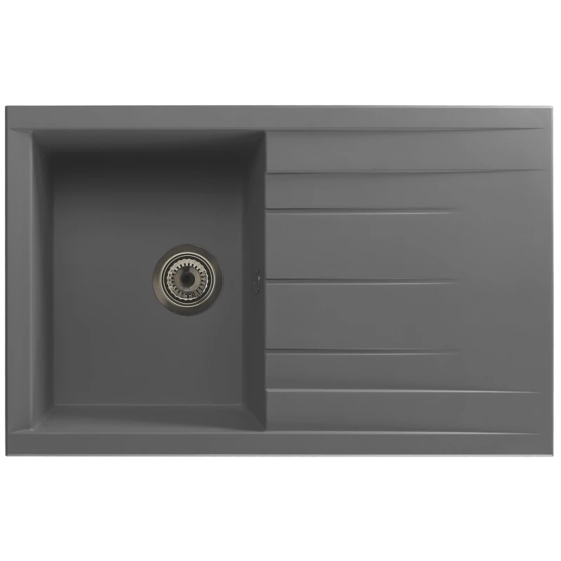 Image of Rocklite Bredon Single Bowl Inset Grey Composite Kitchen Sink with Reversible Drainer Bredon1GR Grey