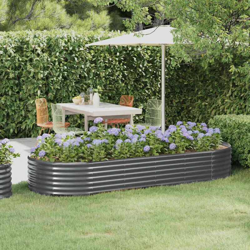 Image of vidaXL Garden Raised Bed Powder-coated Steel 249x100x36cm Anthracite, Grey 318996