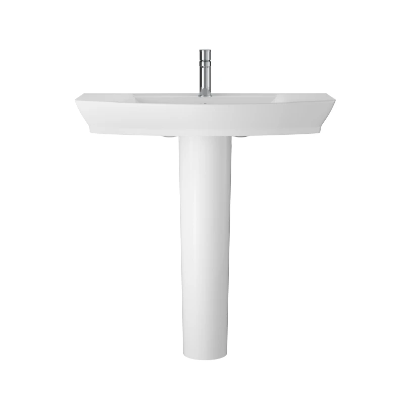 Image of Balterley Spirit Ceramic Square Basin Full Pedestal Tap Not Included 850mm White unisex