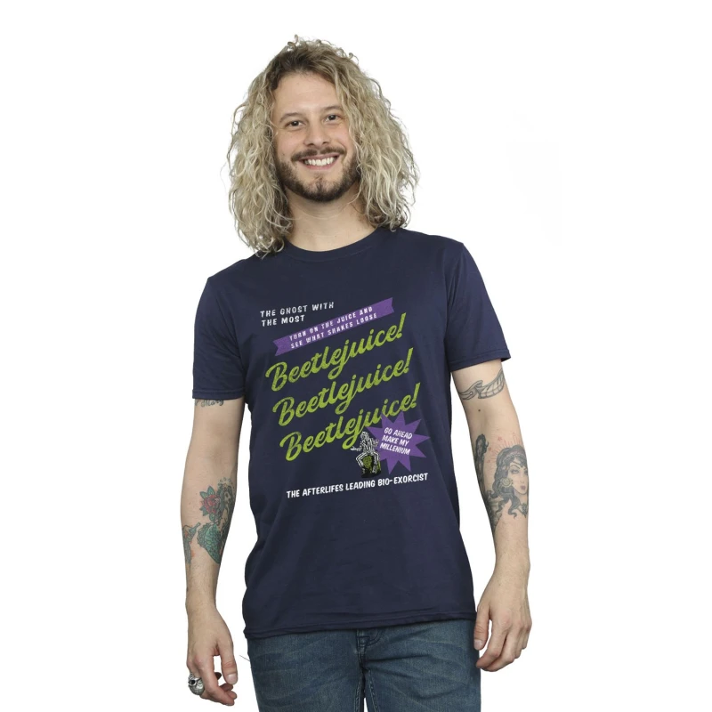 Image of Beetlejuice Beetlejuice Men Make My Millenium T-Shirt in Navy Size: Small Navy S Male 5063609026197