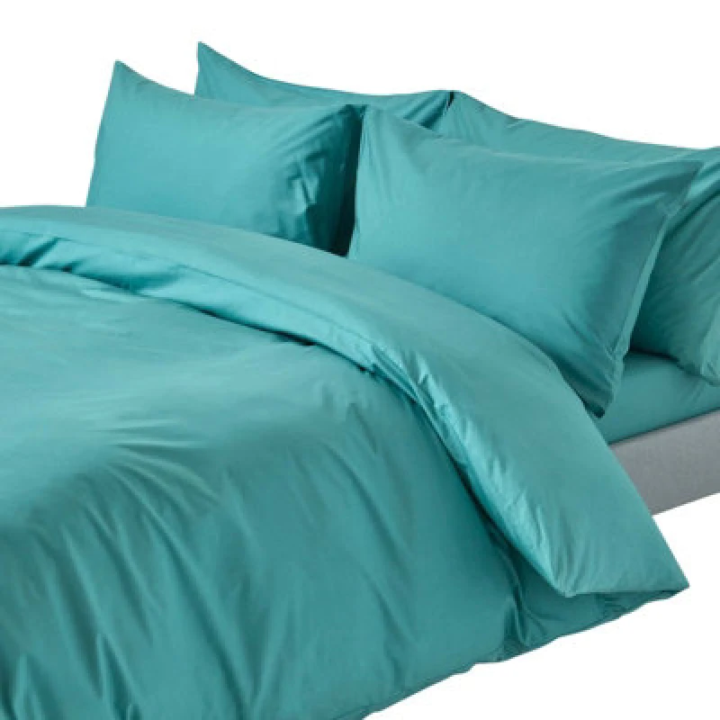 Image of Homescapes Teal Egyptian Cotton Single Duvet Cover With One Pillowcase, 200 Tc
