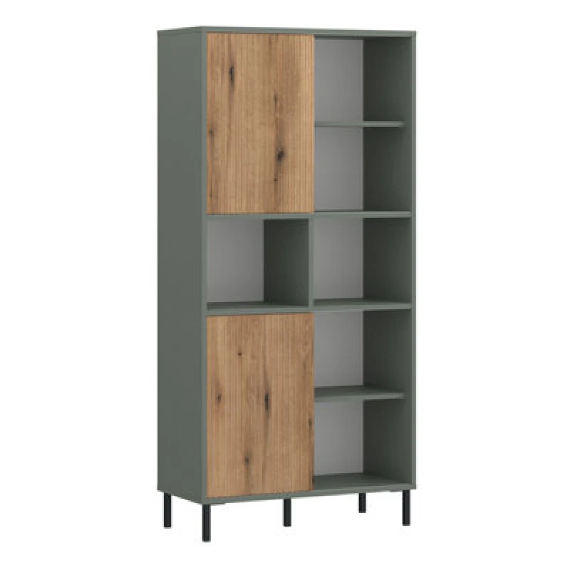 Image of Furniture To Go Darwin Bookcase 2 Door In Green/oak