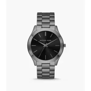 Image of Michael Kors Mens Slim Runway Three-Hand Stainless Steel Watch And Wallet Gift Set - Gunmetal