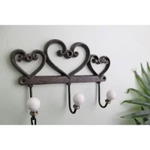 Image of Rustic Cast Iron Wall Hooks, Hearts