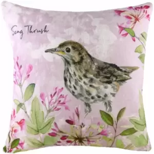 Image of Evans Lichfield - Song Thrush Watercolour Print Cushion Cover, Multi, 43 x 43 Cm