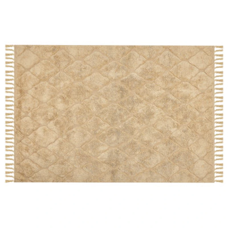 Image of Beliani Rug Sanliurfa Sand Beige 140 X 200 Cm Cotton
