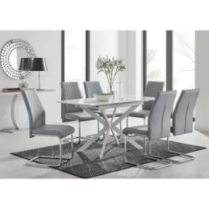 Image of Lira 120 Extending Dining Table and 6 Grey Lorenzo Chairs - Elephant Grey