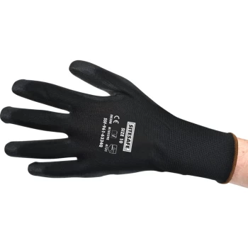 Image of Palm-side Pu Coated Black Gloves - Size 10
