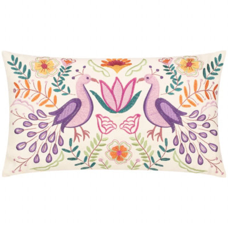 Image of Furn Furn Broderi Floral Embroidered Polyester Filled Cushion Size: 30cm x 50cm Multi 30cm x 50cm Unisex 5025532865748