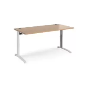 Image of Office Desk Wheelchair Friendly Rectangular Desk 1600mm Beech Tops With White Frames TR10
