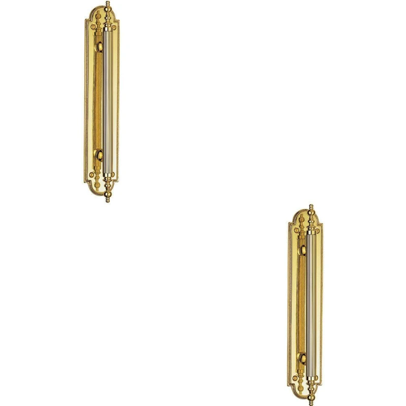 Image of Loops 2x Ornate Textured Door Pull Handle 229 x 29mm Fixing Centres Polished Brass Metallics unisex