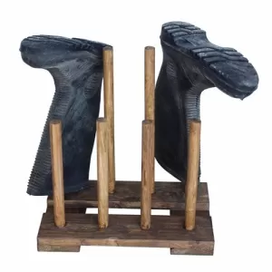 Image of Hadley Reclaimed Wooden Boot and Wellie Floor Rack - Medium Oak - 4 Boot