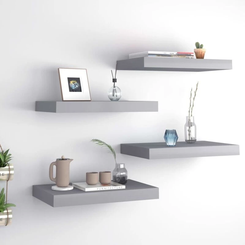 Image of VIDAXL Vidaxl - Floating Wall Shelves 4 pcs Grey 40x23x3.8cm mdf 8720286074800
