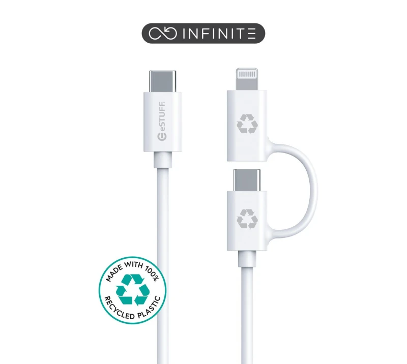 Image of eSTUFF ES600170 USB cable 1m USB C USB C/Lightning White