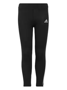 Image of Adidas Younger Girls 3 Stripe Essentials Leggings - Black/White