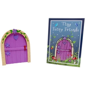 Image of Pink Fairy Door With Purple Heart