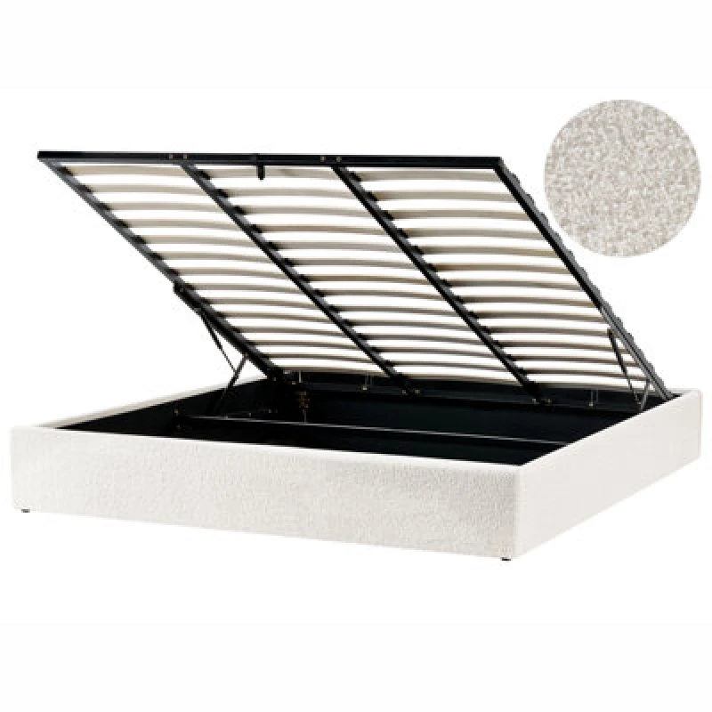 Image of Beliani Ottoman Bed Without Headboard Boucle Dinan 180 X 200 Cm (Eu Super King) Off-White