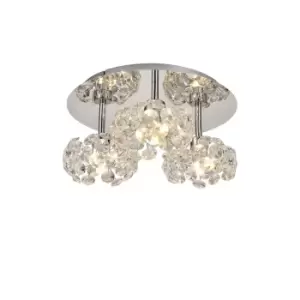 Image of Salisbury Round 3 Light G9 35cm Flush Light With Polished Chrome And Crystal Shade