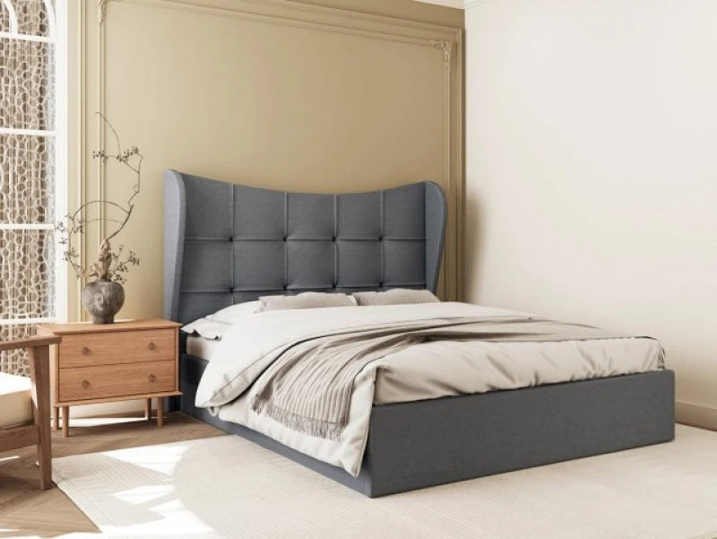 Image of Seconique Verona Grey Fabric Ottoman Bed Frame - 5ft King Size
