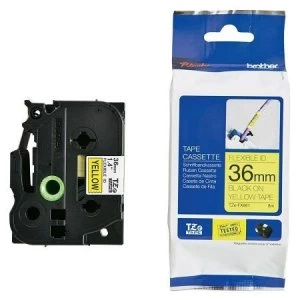 Image of Brother TZe-FX661 P-touch Label Tape (36mm x 8m) Black On Yellow