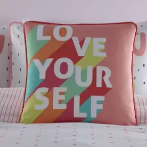 Image of Appletreekids - Appletree Kids Love Yourself 100% Cotton Filled Cushion, Coral, 43 x 43 Cm