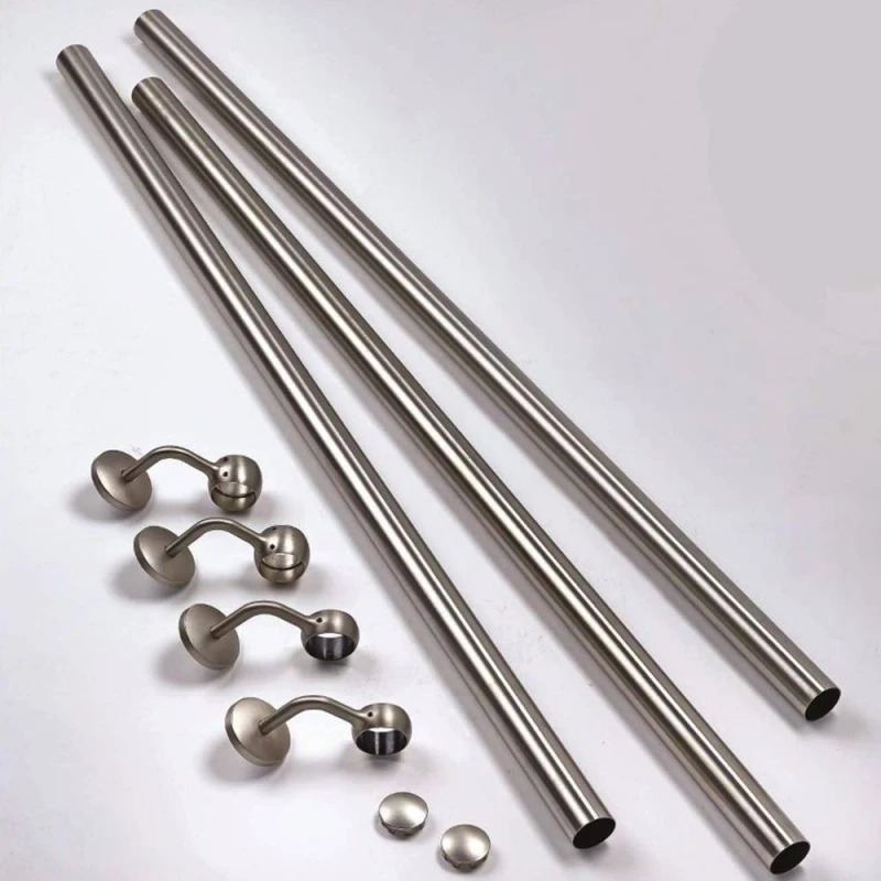 Image of Forgeworks Brushed Steel Premium Easy Install Indoor Stair Handrail Kit 3.6m in Silver Silver Unisex