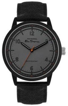 Image of Ben Sherman Mens Black Canvas Strap Grey Dial BS024B Watch