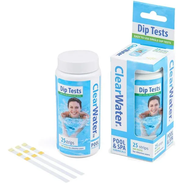 Image of Samuel Alexander Clearwater CH0012 25 Dip Test Strips for Swimming Pool and Spa Treatment Blue