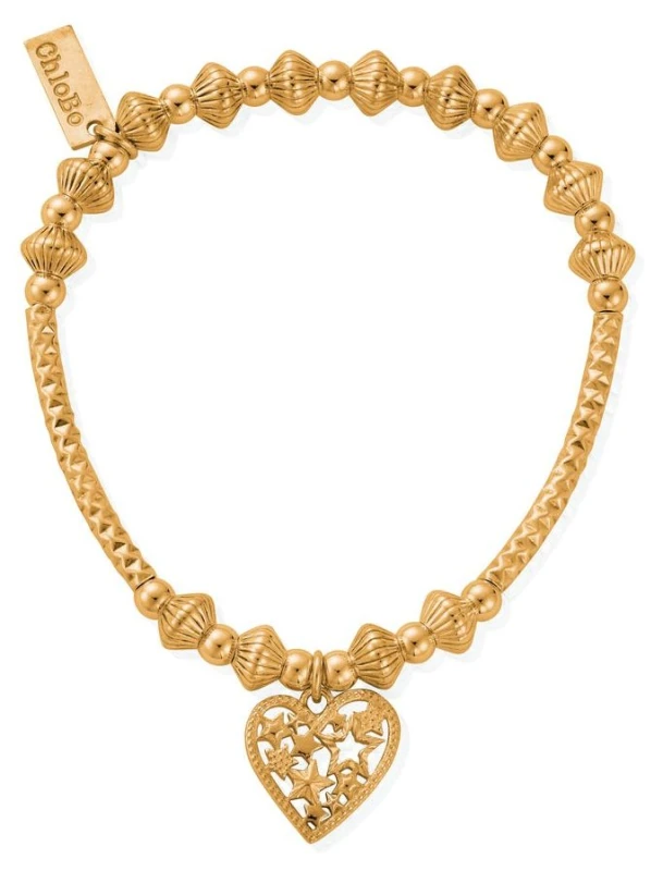 Image of ChloBo GBHNCD3381 Pattern Noodle Disc Starry Heart Gold- Jewellery