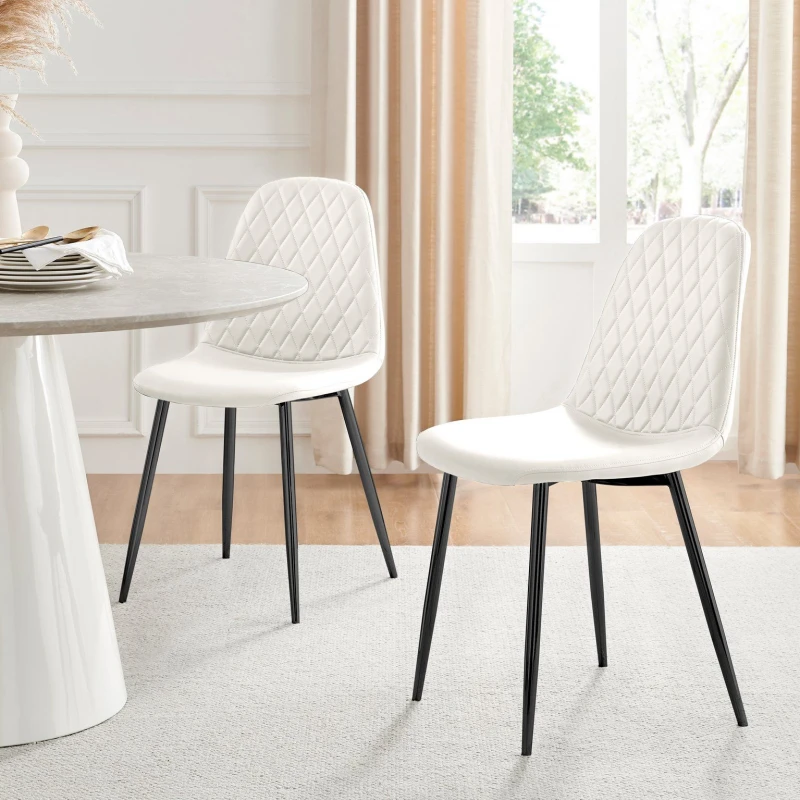 Image of FurnitureboxUK FurnitureboxUK 2x Corona Black Leg Faux Leather Dining Chair in White White One Size Unisex 5056542600111