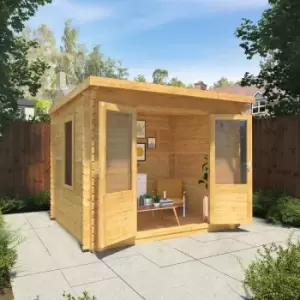 Image of 3m x 2.5m Pent Log Cabin - 28mm - Double Glazed