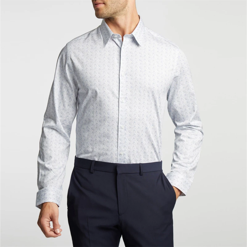 Image of Ted Baker Ivins Slim Fit Polka Dot Shirt - Blue Blue S