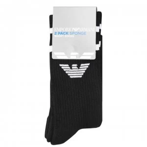 Image of Emporio Armani 2 Pack Sponge Short Socks Black
