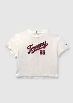 Image of Tommy Hilfiger Kids White Sequin T-Shirt In White