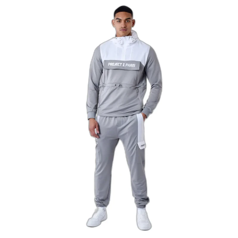 Image of Project X Paris Two-tone windbreaker style hoodie Project X Paris Gris Male S