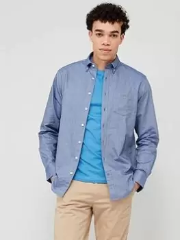Image of GANT Regular Oxford Long Sleeve Shirt - Blue , Dark Blue, Size 4XL, Men