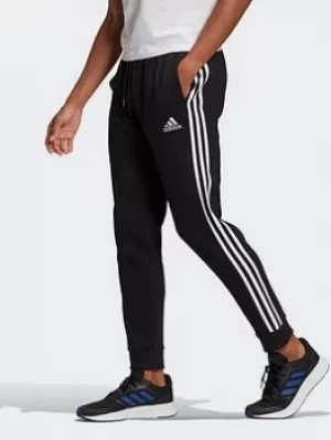 Image of adidas Essentials Fleece Tapered Cuff 3-stripes Joggers, Blue/White Size M Men