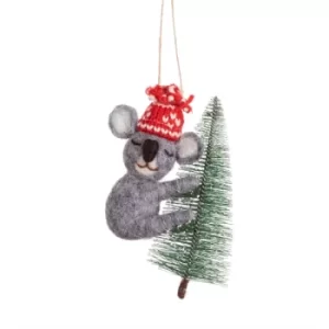 Image of Koala with Christmas Tree Felt Decoration