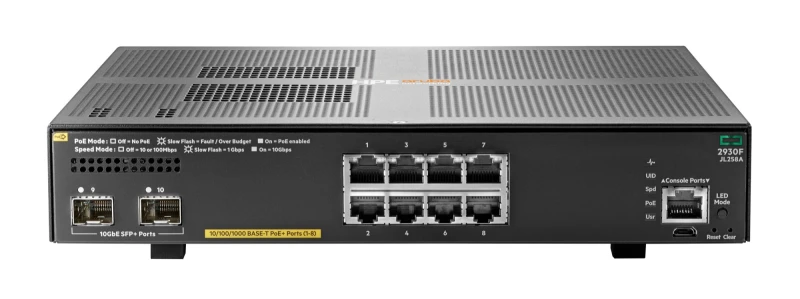 Image of HPE Aruba Networking 2930F 8G PoE+ 2SFP+ Switch
