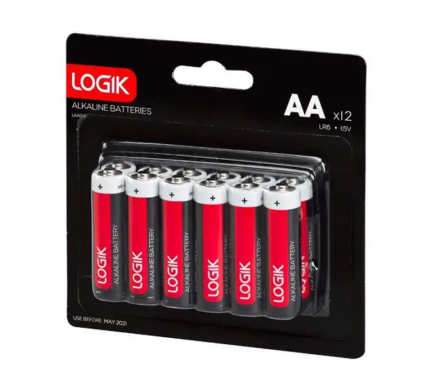 Image of Logik LAA1216 AA Alkaline Batteries - Pack of 12