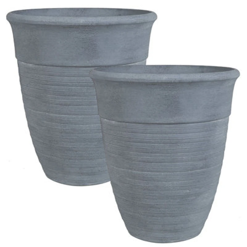 Image of Beliani Set Of 2 Plant Pots Katalima 43cm Grey
