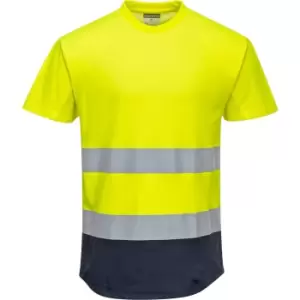 Image of Portwest C395 Hi Vis Tone Mesh T-Shirt Yellow / Navy M
