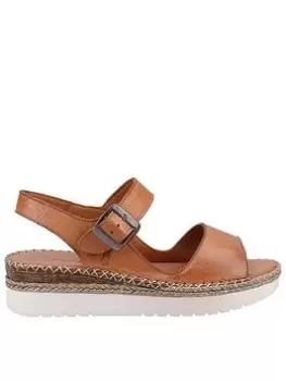 Image of Hush Puppies Hush Puppies Stacey Leather Plaform Sandals - Tan, Brown, Size 4, Women