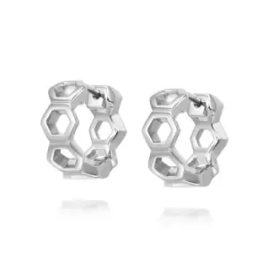 Image of Daisy London Jewellery 925 Sterling Silver Malala Huggie Hoop Earrings Sterling Silver