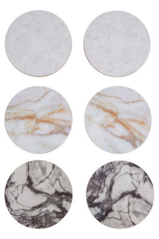 Image of Premier Housewares Dia 6Pc Marble Effect Assorted Cork Coasters Multi