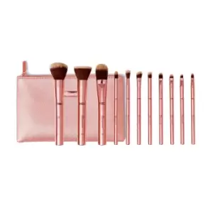 Image of BH Metal Rose 11 Piece Brush Set With Cosmetic Bag