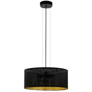 Image of Varillas 3 Lamp Cylindrical Pendant Ceiling Light Black - Eglo