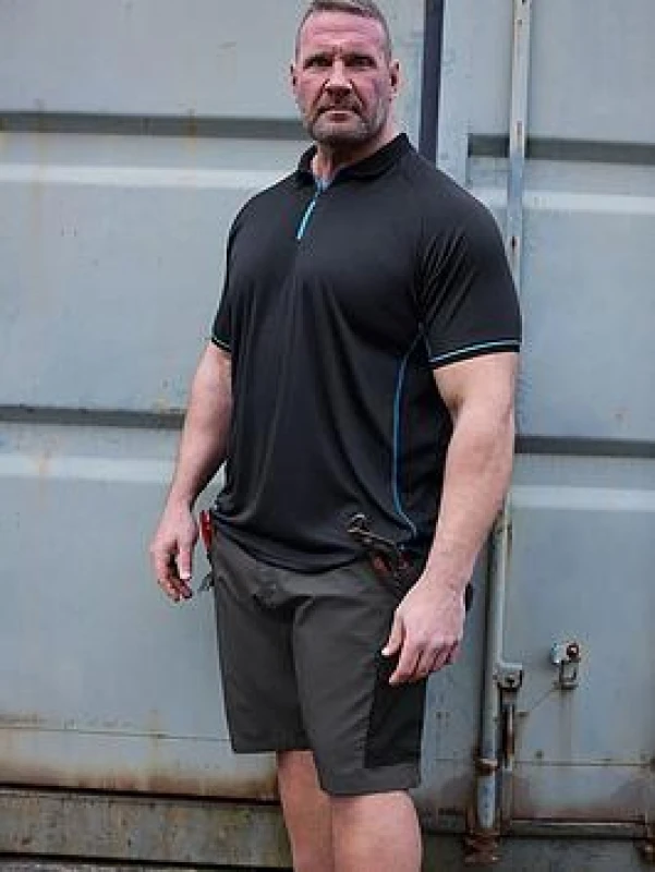 Image of BadRhino BadRhino Men Workwear Zip Polo Shirt in Black Size: 3X-Large Black XXXL Male 5063111482269