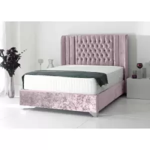 Image of Alexis Luxury Modern Beds - Plush Velvet, Single Size Frame, Pink - Pink